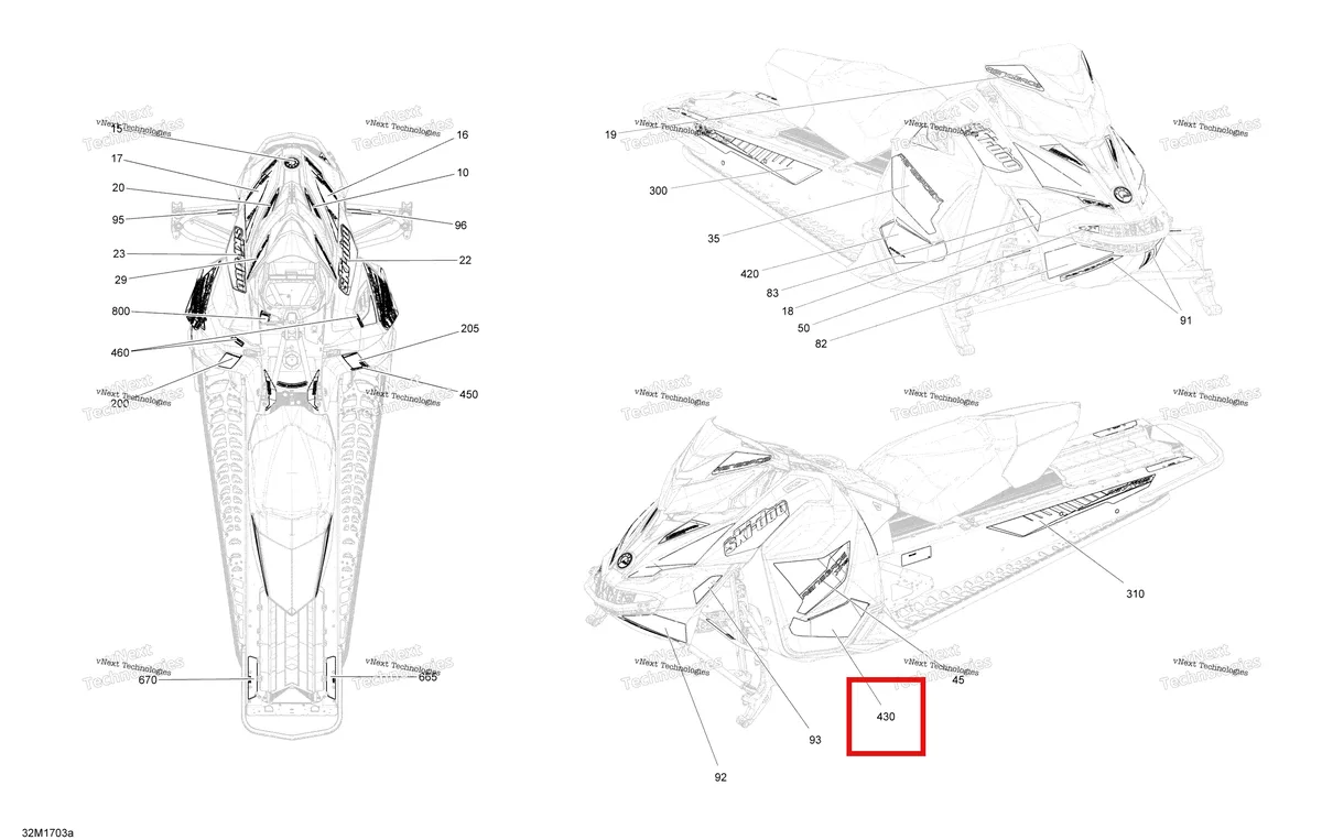 Деталь 516007922 на схеме узла 2017 Ski-Doo RENEGADE - 2-STROKE - 600HO E-TEC Decals - Package Xrs