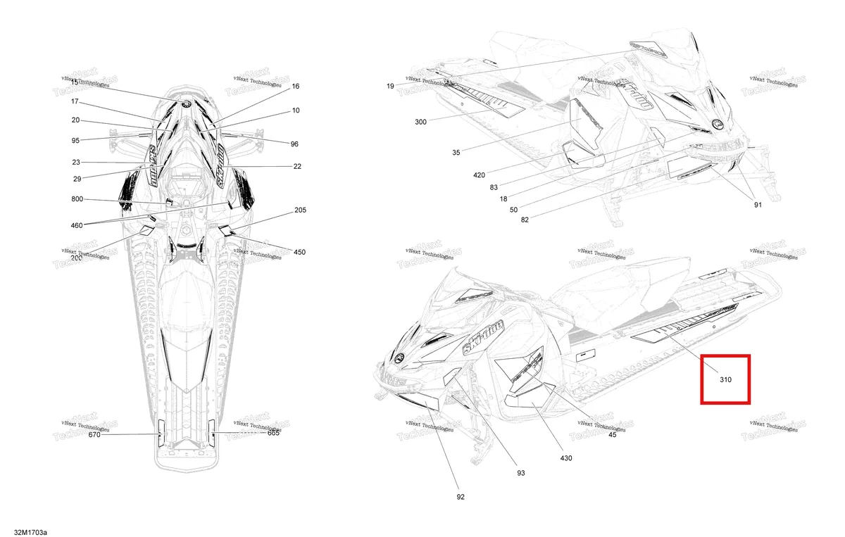 Деталь 516007924 на схеме узла 2017 Ski-Doo RENEGADE - 2-STROKE - 600HO E-TEC Decals - Package Xrs