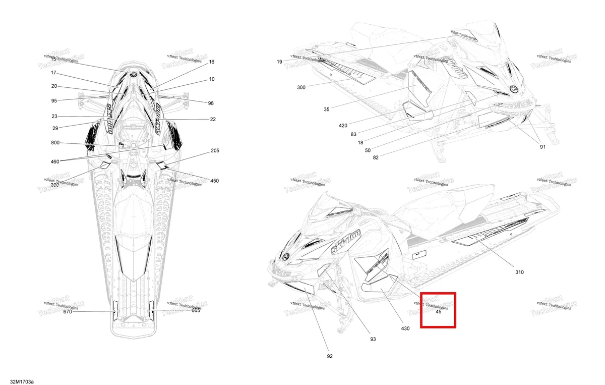 Деталь 516007928 на схеме узла 2017 Ski-Doo RENEGADE - 2-STROKE - 600HO E-TEC Decals - Package Xrs