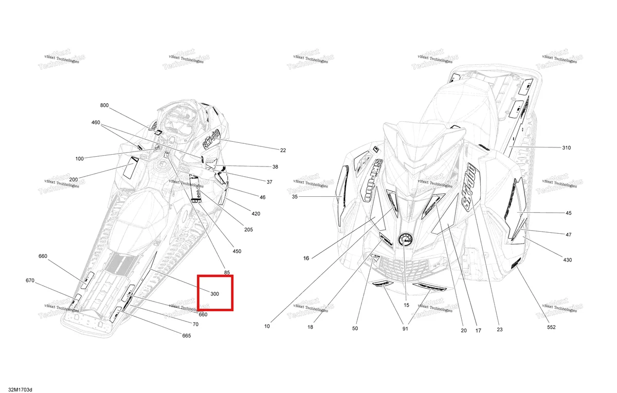 Деталь 516007992 на схеме узла 2017 Ski-Doo RENEGADE - 2-STROKE - 800R E-TEC Decals - Package Backcountry_Backcountry X