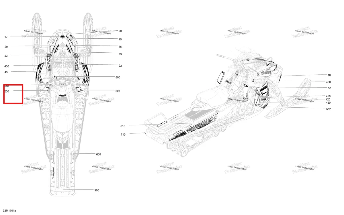 Деталь 516008052 на схеме узла 2017 Ski-Doo FREERIDE Decals - All Models