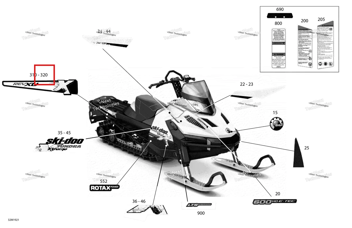 Деталь 516008094 на схеме узла 2019 Ski-Doo TUNDRA 600HO E-TEC Decals - 600Ho E-Tec