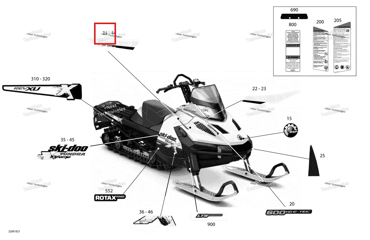 Деталь 516008102 на схеме узла 2019 Ski-Doo TUNDRA 600HO E-TEC Decals - 600Ho E-Tec