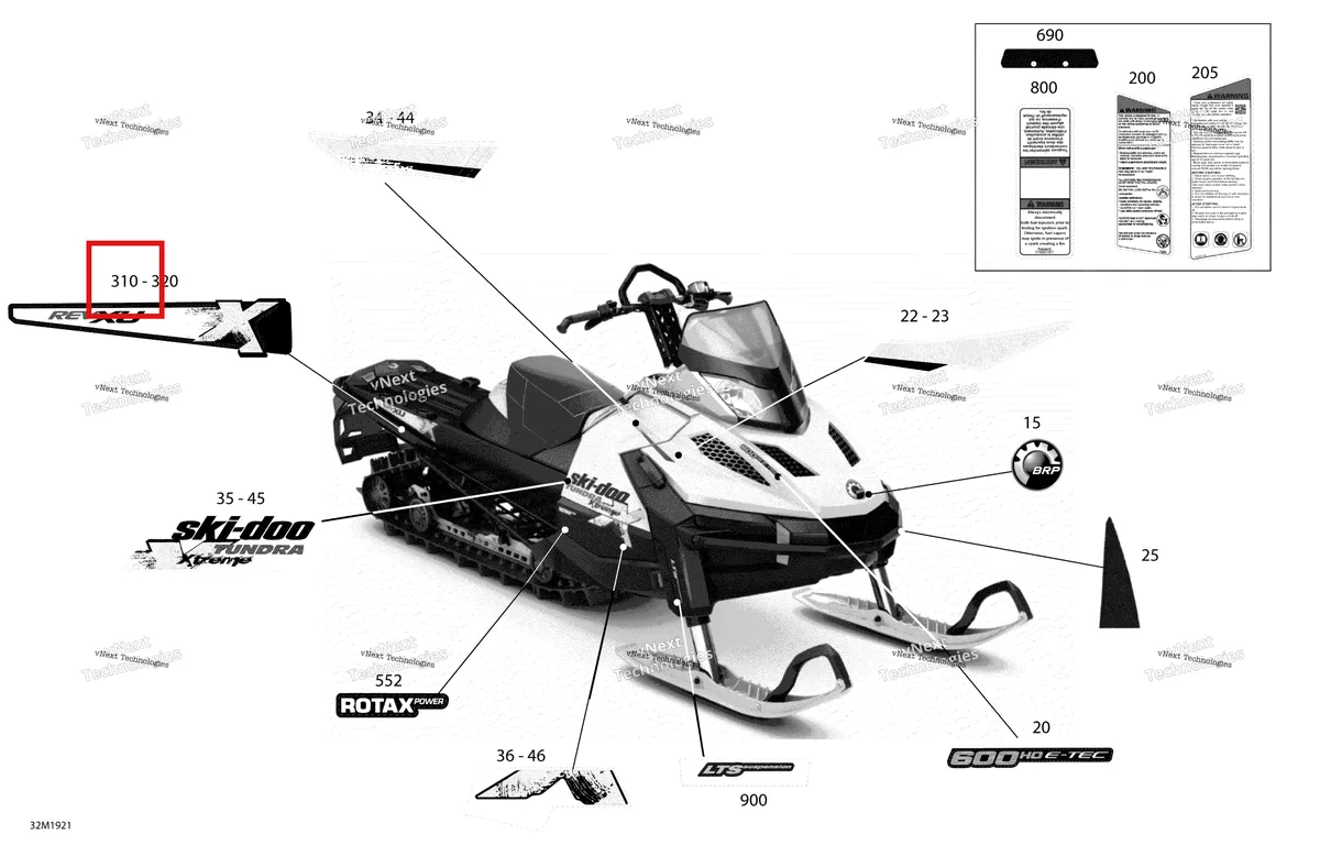Деталь 516008103 на схеме узла 2019 Ski-Doo TUNDRA 600HO E-TEC Decals - 600Ho E-Tec