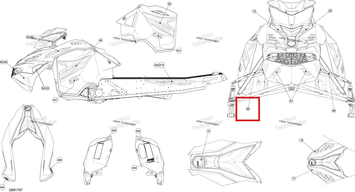 Деталь 516008188 на схеме узла 2017 Ski-Doo MXZ 600 RS Decals