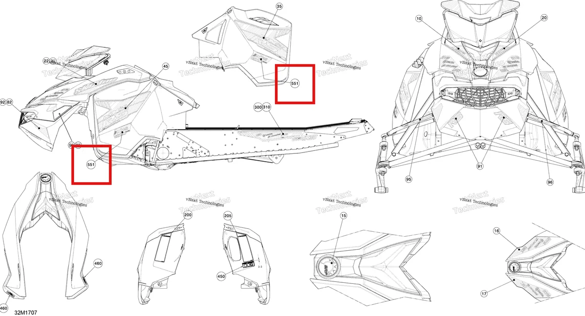 Деталь 516008190 на схеме узла 2017 Ski-Doo MXZ 600 RS Decals