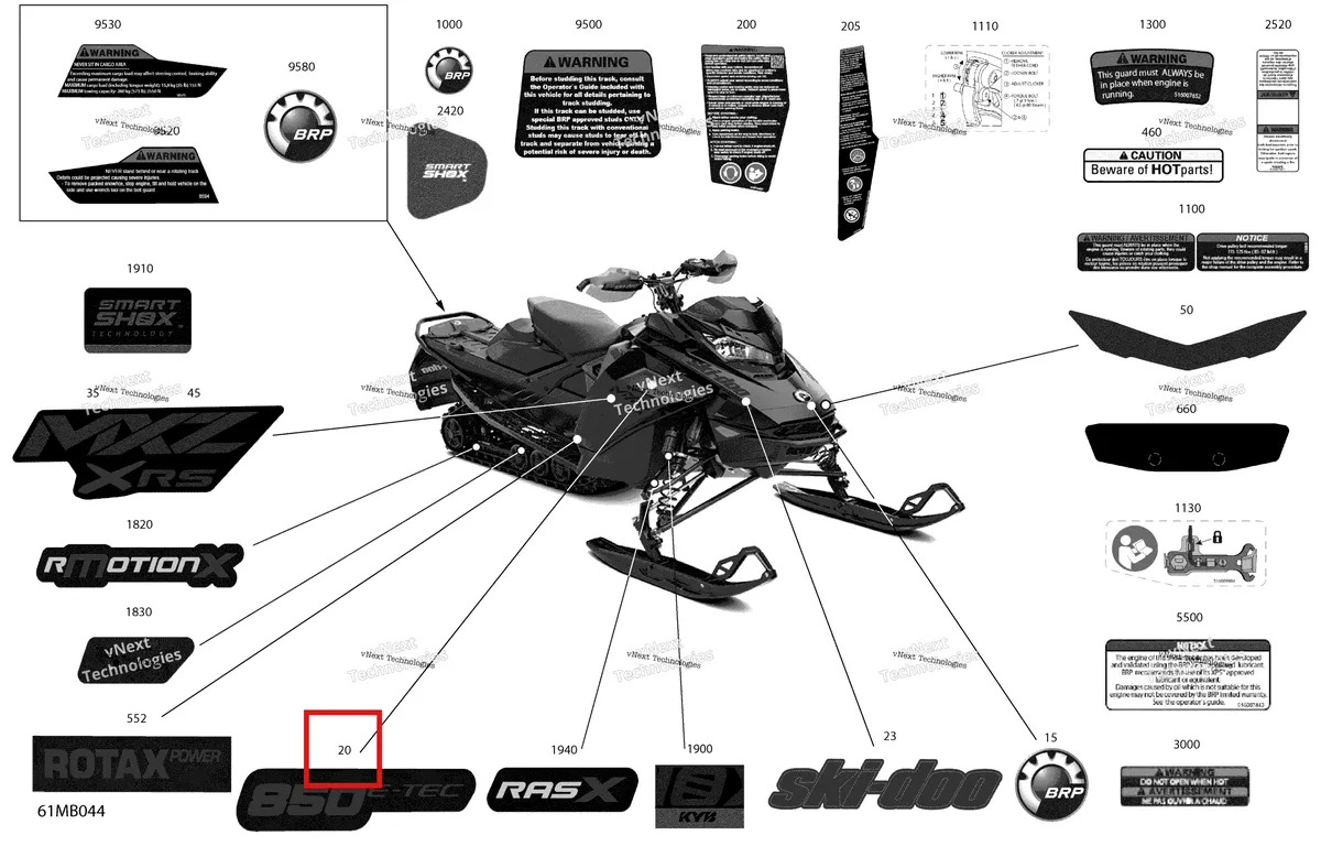 Деталь 516008361 на схеме узла 2022 Ski-Doo MXZ 850 E-TEC - XRS with SAS Body - Decals