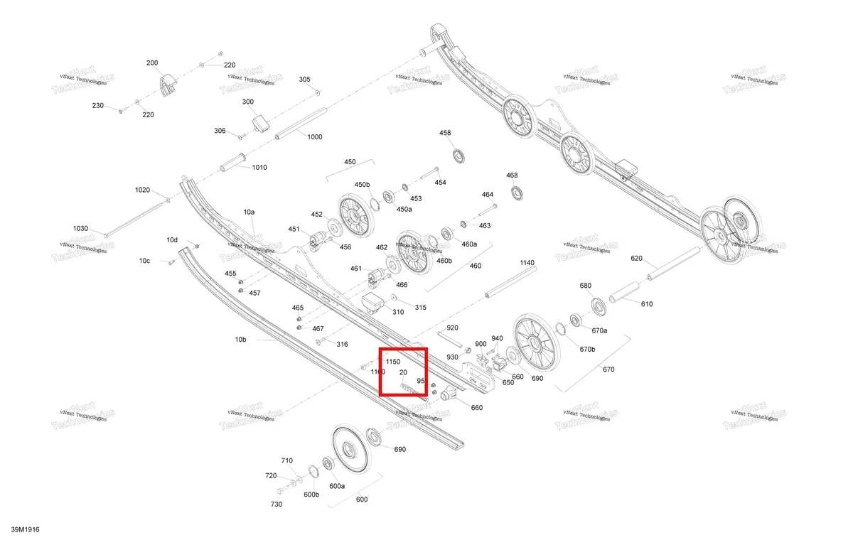 Деталь 516008430 на схеме узла 2019 Ski-Doo BACKCOUNTRY 600R E-TEC Rear Suspension - Lower Section