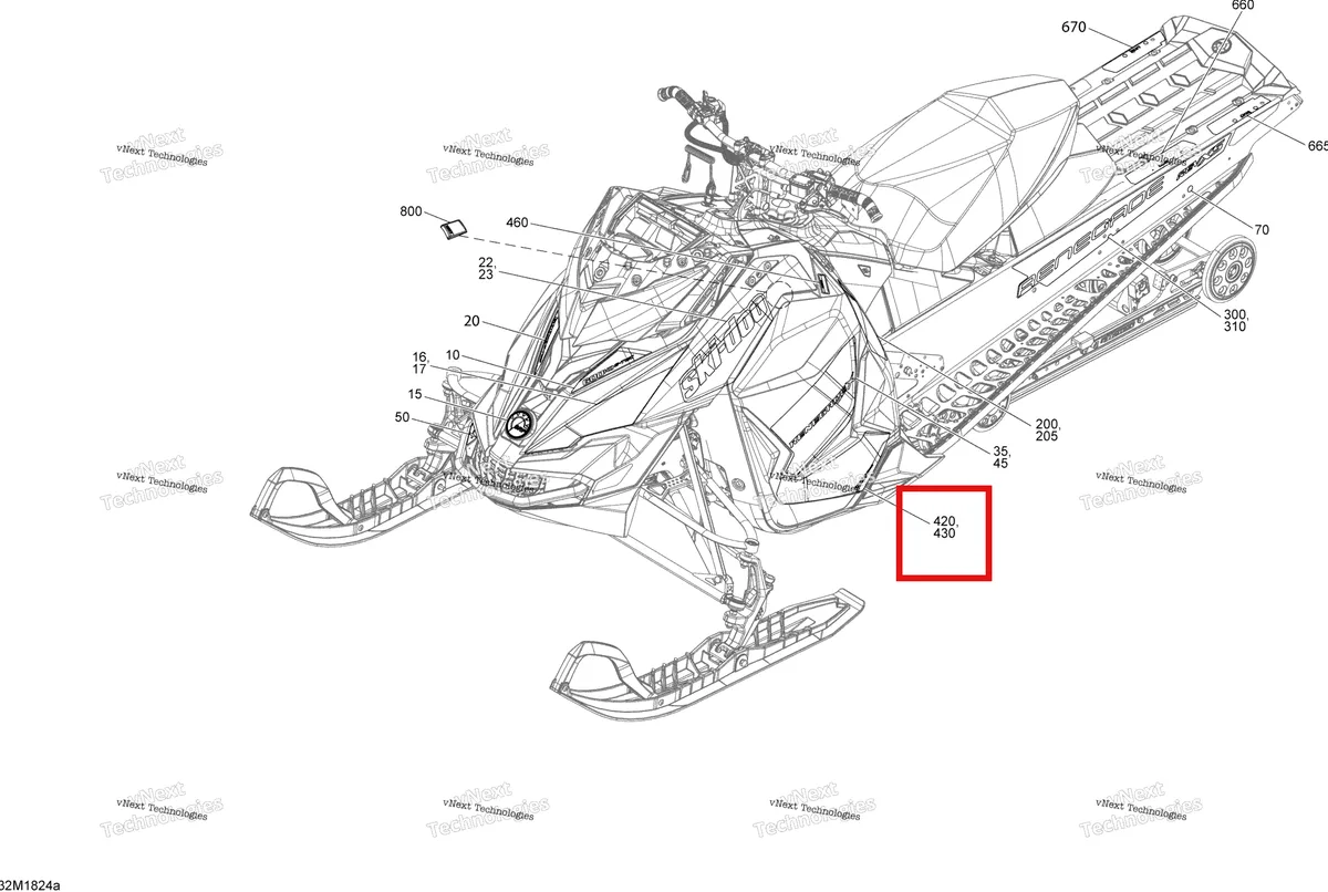 Деталь 516008526 на схеме узла 2018 Ski-Doo RENEGADE 600HO E-TEC Decals Renegade - 600Ho E-Tec - Package X