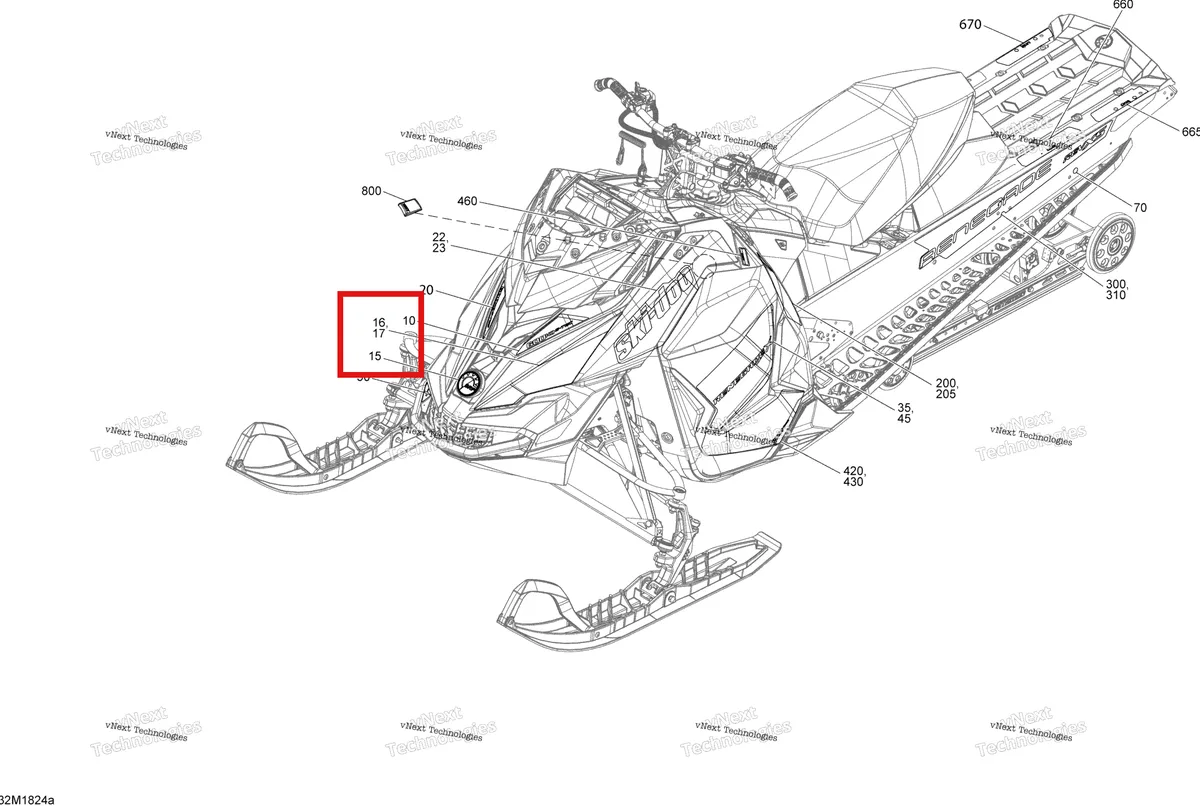 Деталь 516008539 на схеме узла 2018 Ski-Doo RENEGADE 600HO E-TEC Decals Renegade - 600Ho E-Tec - Package X