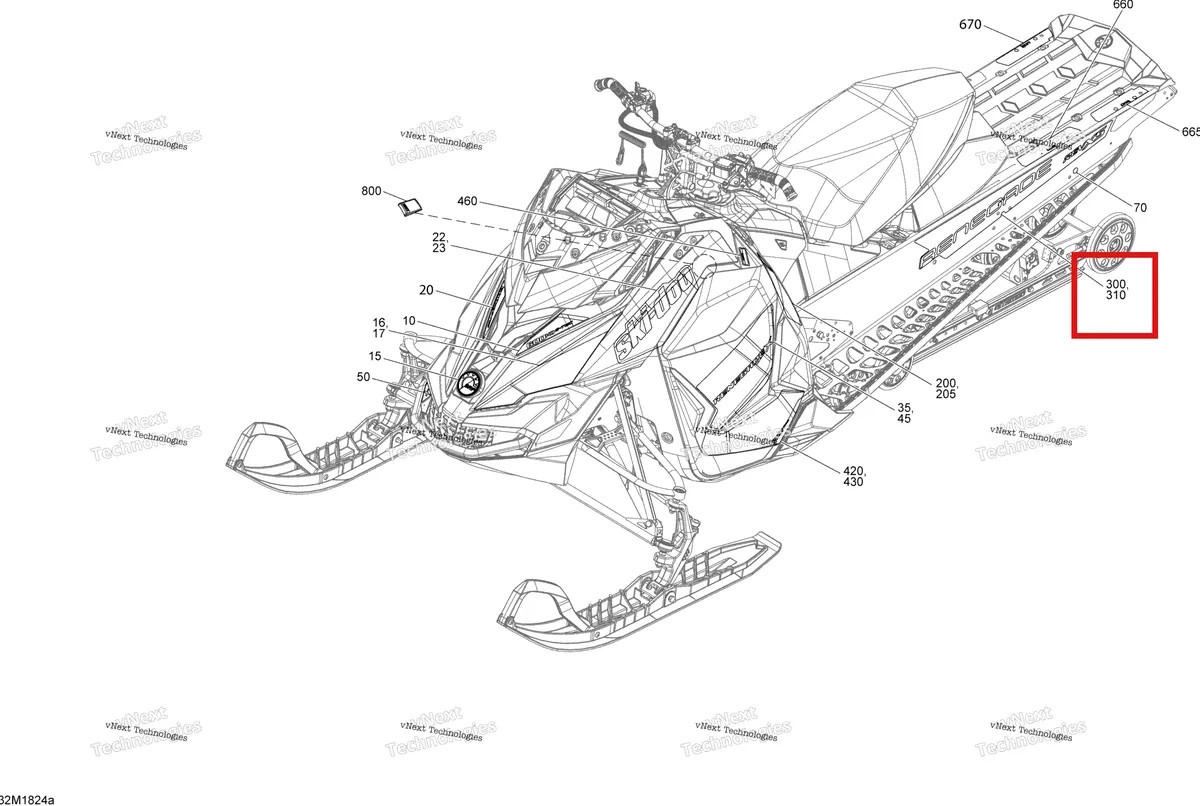 Деталь 516008553 на схеме узла 2018 Ski-Doo RENEGADE 600HO E-TEC Decals Renegade - 600Ho E-Tec - Package X