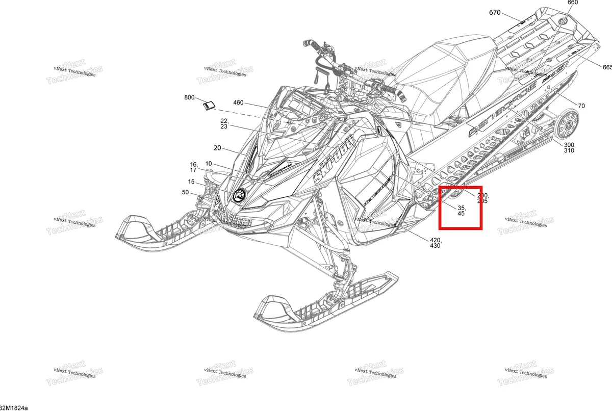 Деталь 516008556 на схеме узла 2018 Ski-Doo RENEGADE 600HO E-TEC Decals Renegade - 600Ho E-Tec - Package X