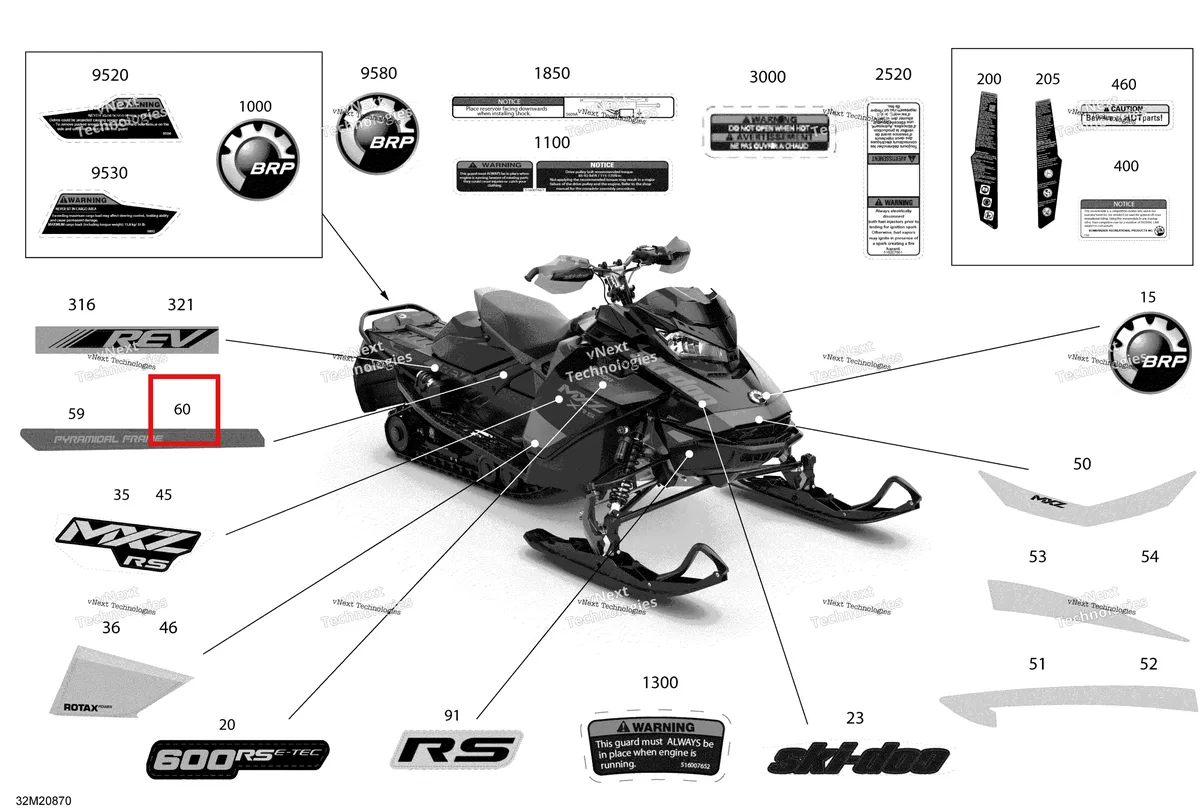 Деталь 516008567 на схеме узла 2020 Ski-Doo MXZ 600RS Body - Decals - Racing