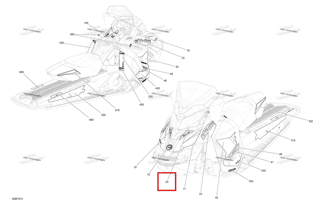 Деталь 516008577 на схеме узла 2018 Ski-Doo MXZ 600 ACE Decals Mxz - 600 Ace - Package Sport