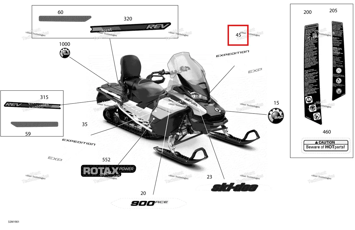 Деталь 516008623 на схеме узла 2019 Ski-Doo EXPEDITION SPORT 900 ACE Decals - Sport