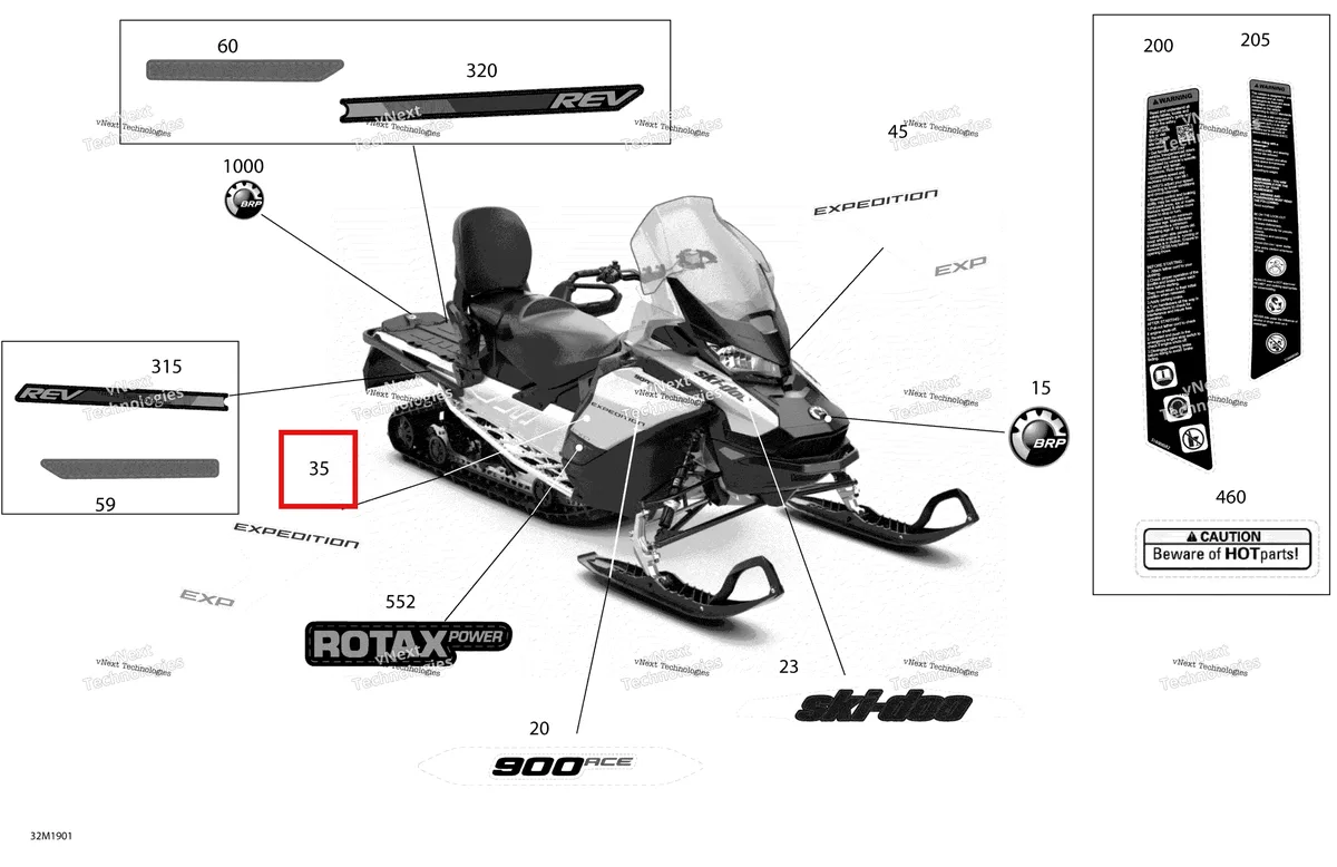 Деталь 516008624 на схеме узла 2019 Ski-Doo EXPEDITION SPORT 900 ACE Decals - Sport