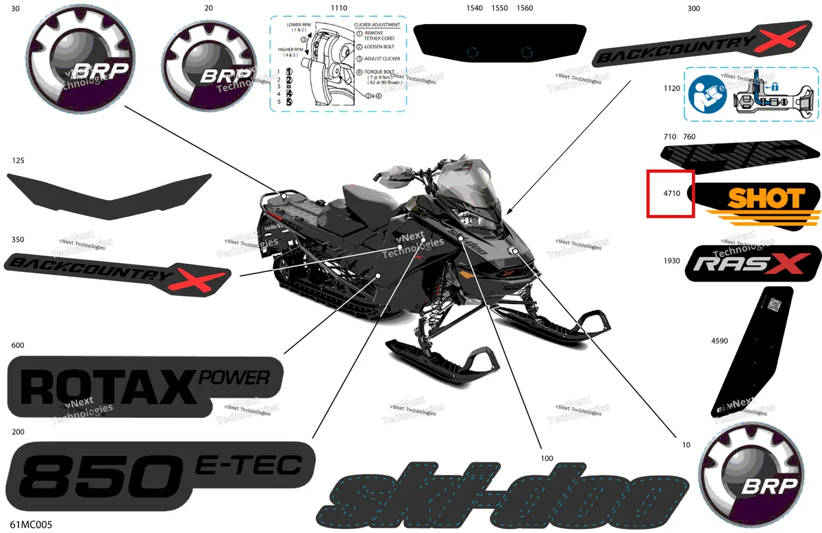 Деталь 516008632 на схеме узла 2023 Ski-Doo BACKCOUNTRY 850 E-TEC - X Body - Decals