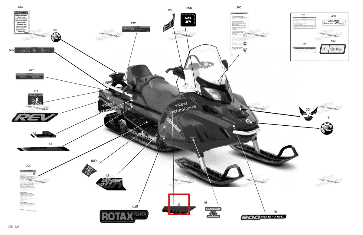 Деталь 516008778 на схеме узла 2019 Ski-Doo SKANDIC SWT 600HO E-TEC Decals - 600Ho E-Tec - Package Swt