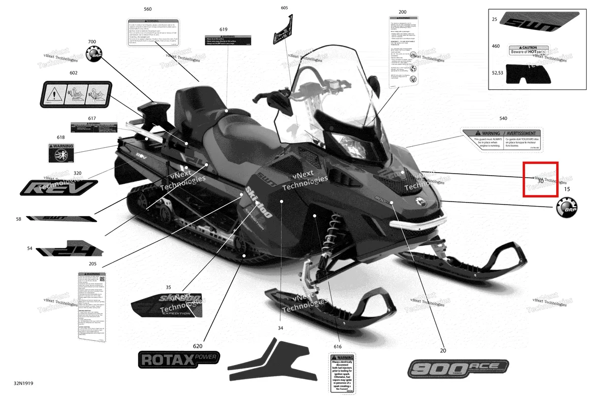 Деталь 516008779 на схеме узла 2019 Ski-Doo EXPEDITION LE-SE-SWT 900 ACE Decals - Swt