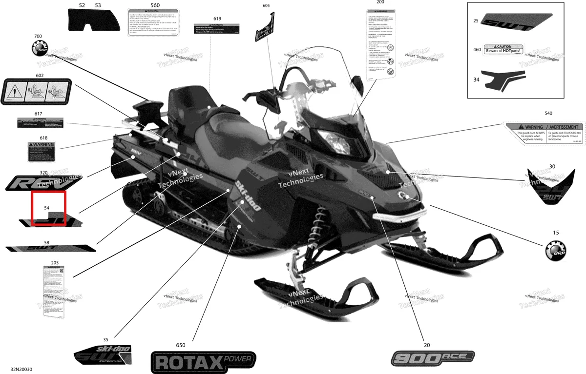 Деталь 516008781 на схеме узла 2020 Ski-Doo EXPEDITION SWT 900 ACE Body - Decals