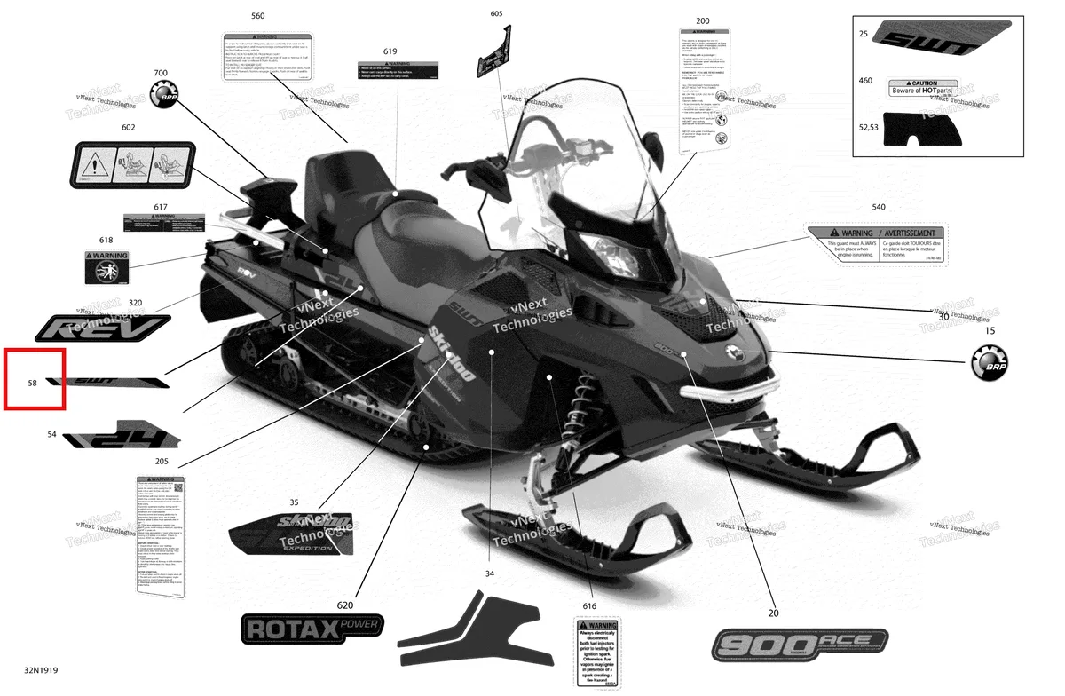 Деталь 516008782 на схеме узла 2019 Ski-Doo EXPEDITION LE-SE-SWT 900 ACE Decals - Swt