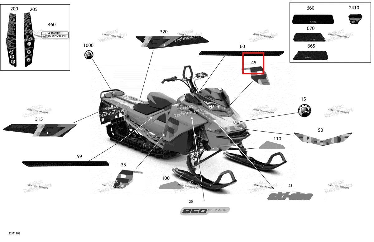 Деталь 516008800 на схеме узла 2019 Ski-Doo FREERIDE 137 850 E-TEC Decals - Package 137