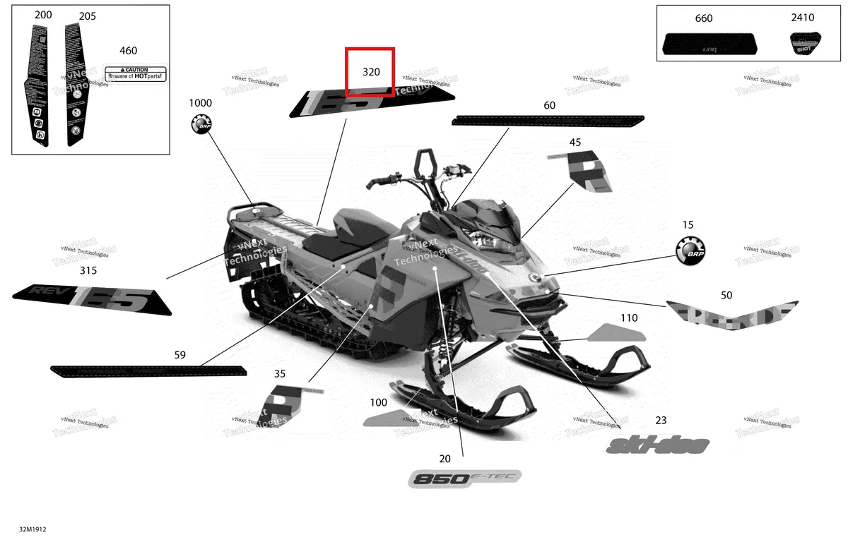 Деталь 516008806 на схеме узла 2019 Ski-Doo FREERIDE 165 850 E-TEC Decals - Package 165