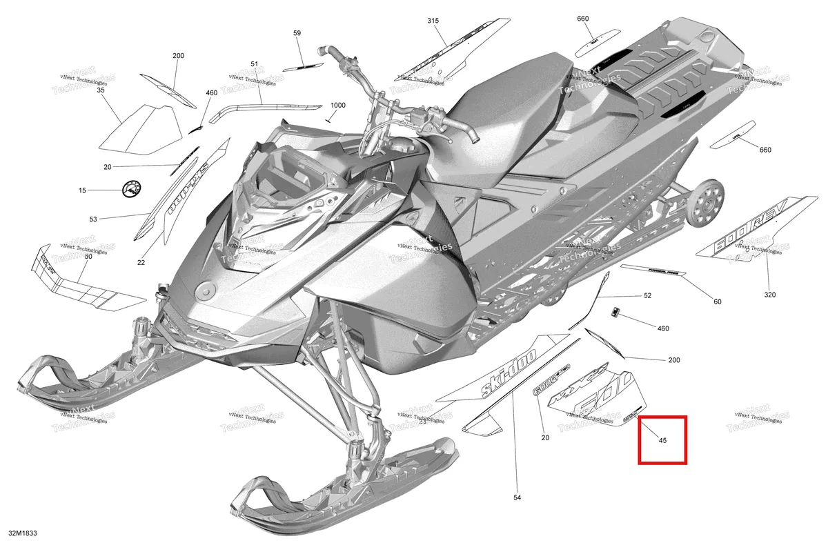 Деталь 516008814 на схеме узла 2018 Ski-Doo MXZ X - 600R ETEC Decals Mxz - 600R Etec - Package X