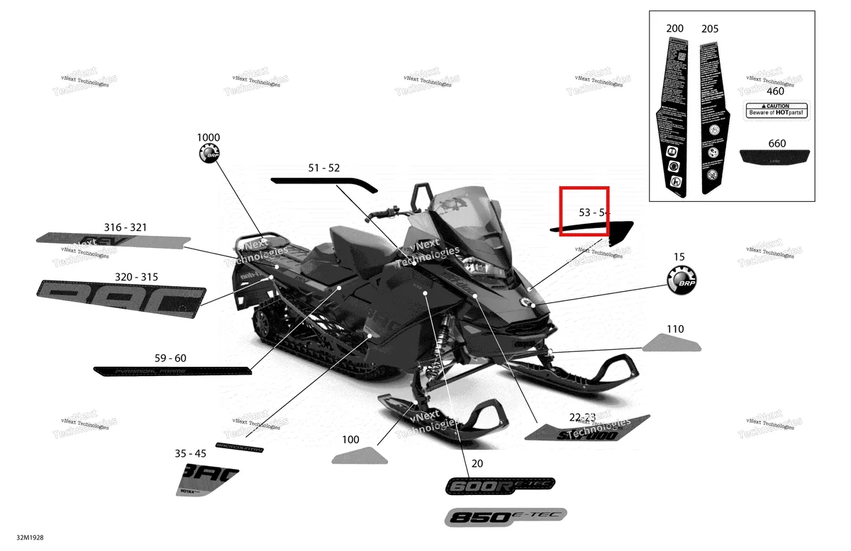 Деталь 516008822 на схеме узла 2019 Ski-Doo BACKCOUNTRY 600R E-TEC Decals - Std