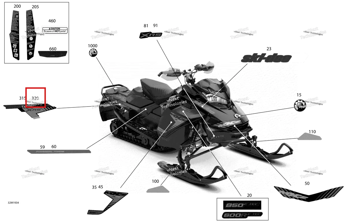 Деталь 516008841 на схеме узла 2019 Ski-Doo MXZ 850 E-TEC Decals - Xrs