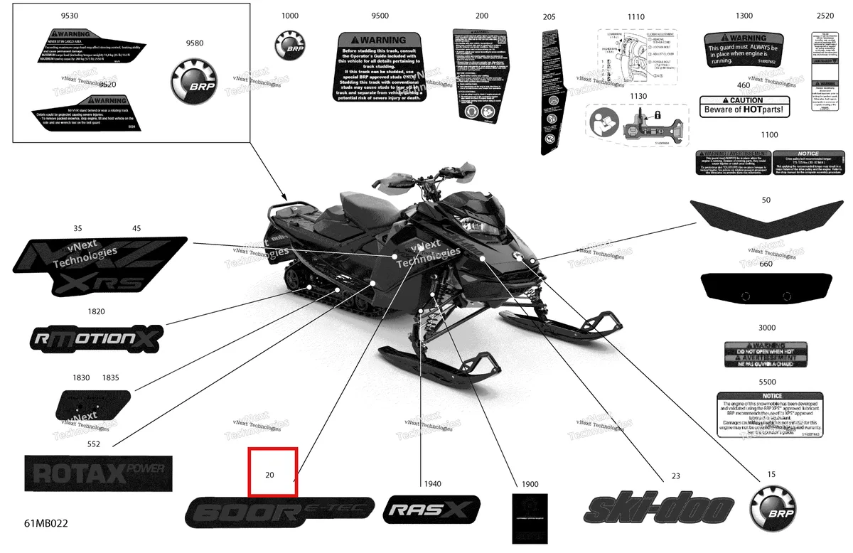 Деталь 516008848 на схеме узла 2022 Ski-Doo MXZ 600R E-TEC - XRS Body - Decals
