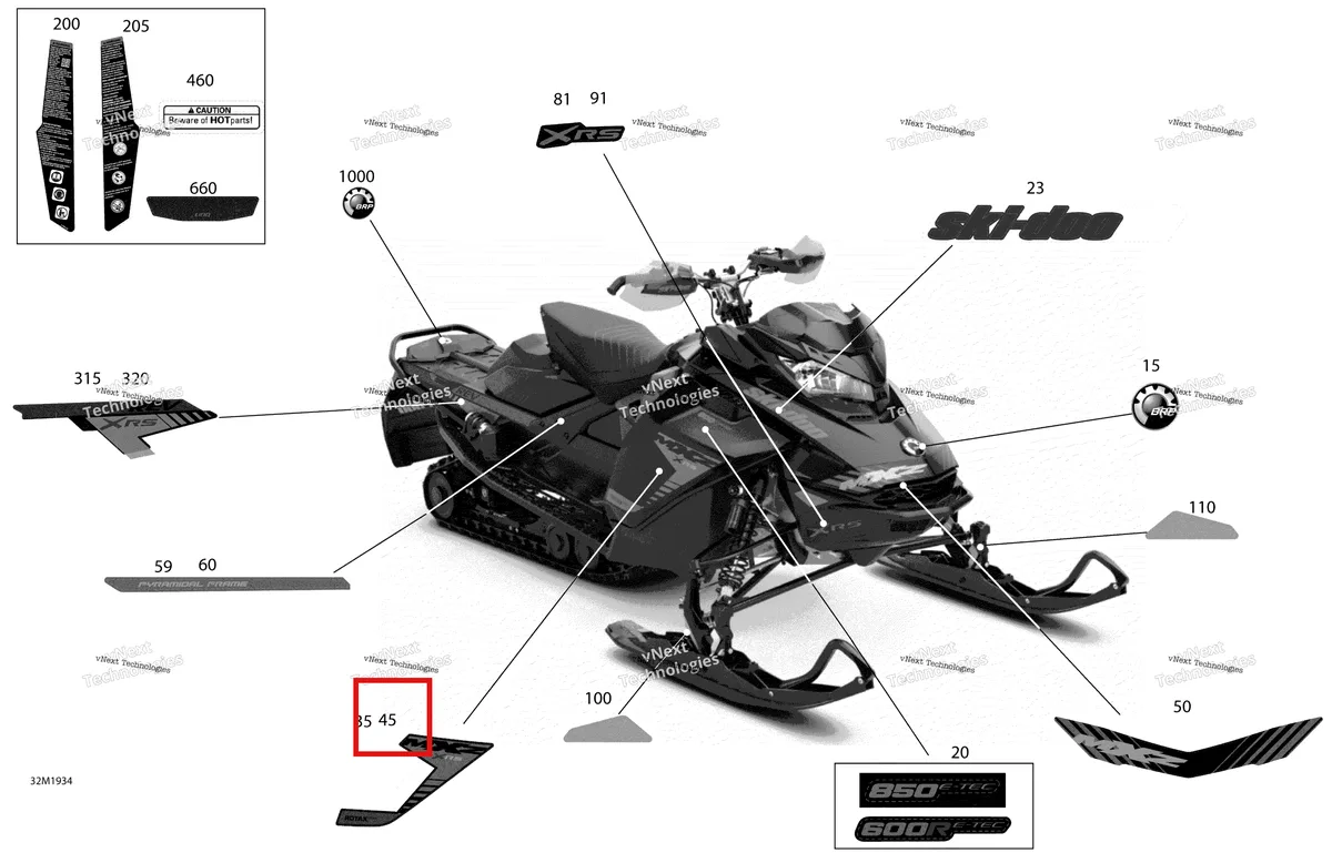 Деталь 516008851 на схеме узла 2019 Ski-Doo MXZ 850 E-TEC Decals - Xrs