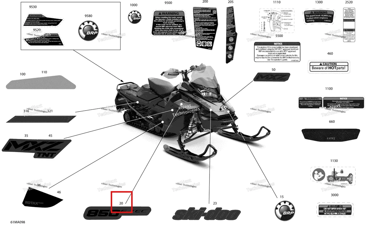 Деталь 516008881 на схеме узла 2021 Ski-Doo MXZ 850 E-TEC - TNT Body - Decals