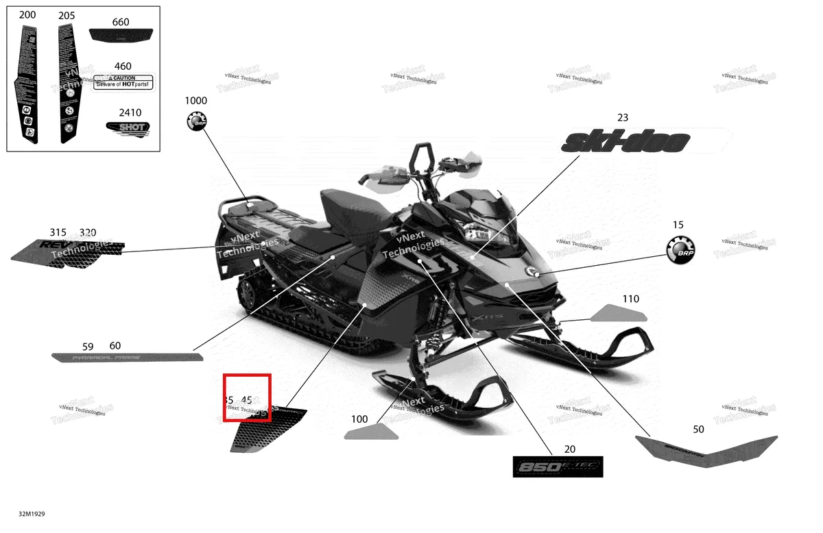 Деталь 516008905 на схеме узла 2019 Ski-Doo BACKCOUNTRY 850 E-TEC Decals - Package X