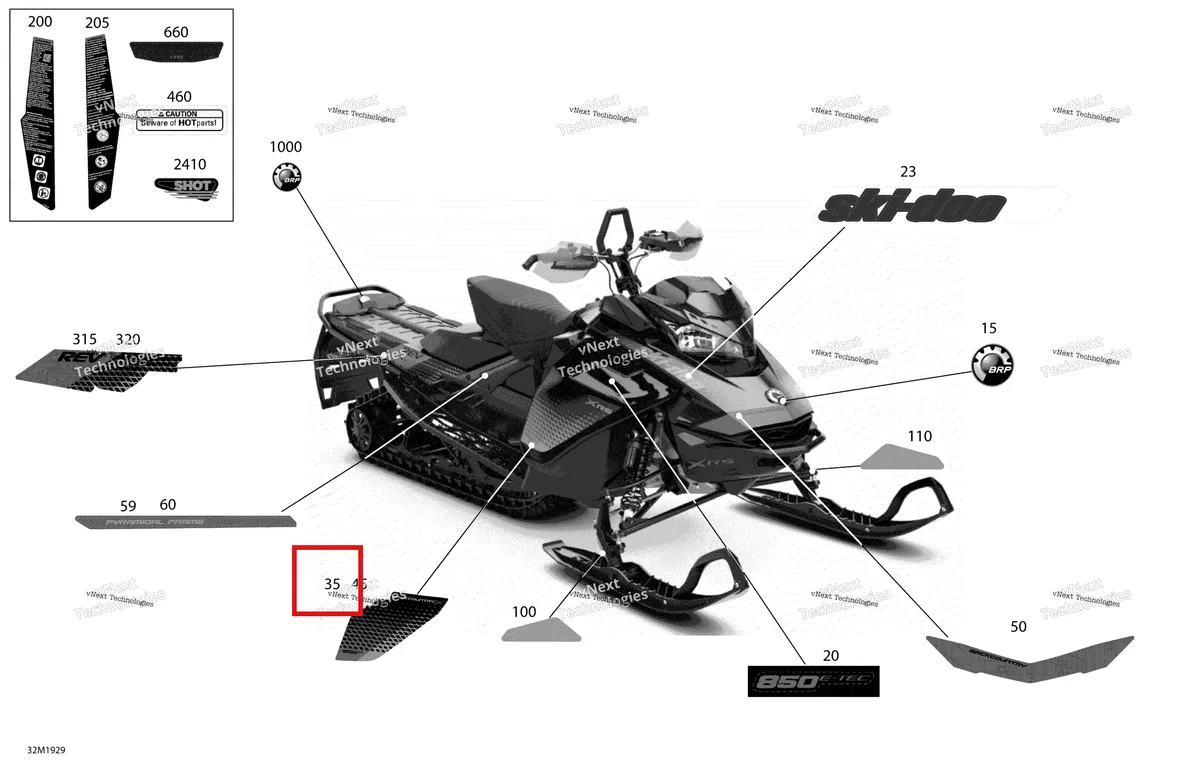Деталь 516008906 на схеме узла 2019 Ski-Doo BACKCOUNTRY 850 E-TEC Decals - Package X