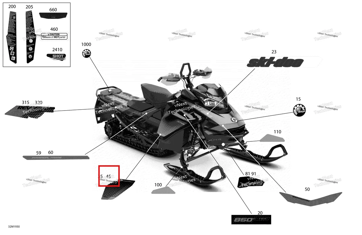Деталь 516008911 на схеме узла 2019 Ski-Doo BACKCOUNTRY 850 E-TEC Decals - Package Xrs