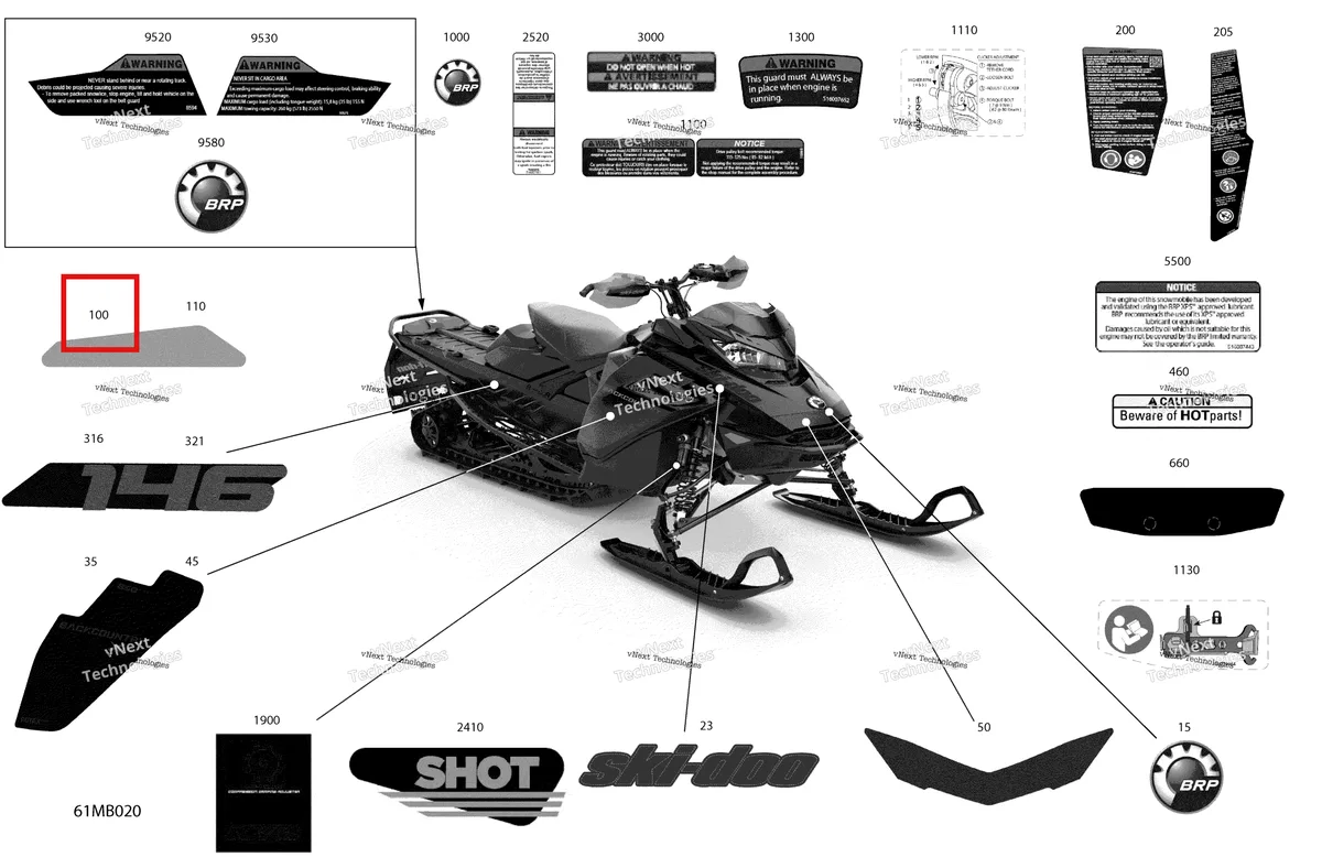 Деталь 516008948 на схеме узла 2022 Ski-Doo BACKCOUNTRY 146 850 E-TEC - XRS Body - Decals