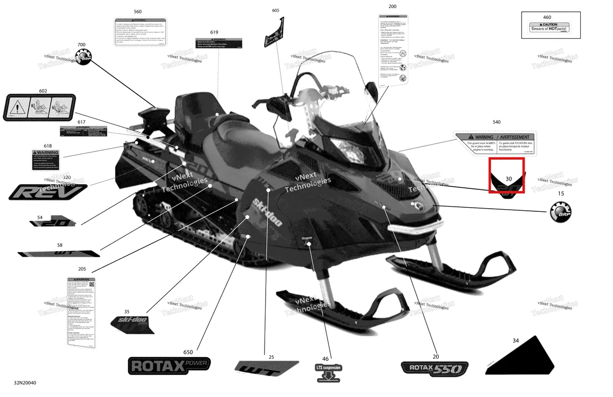 Деталь 516009115 на схеме узла 2020 Ski-Doo SKANDIC WT 550F Body - Decals