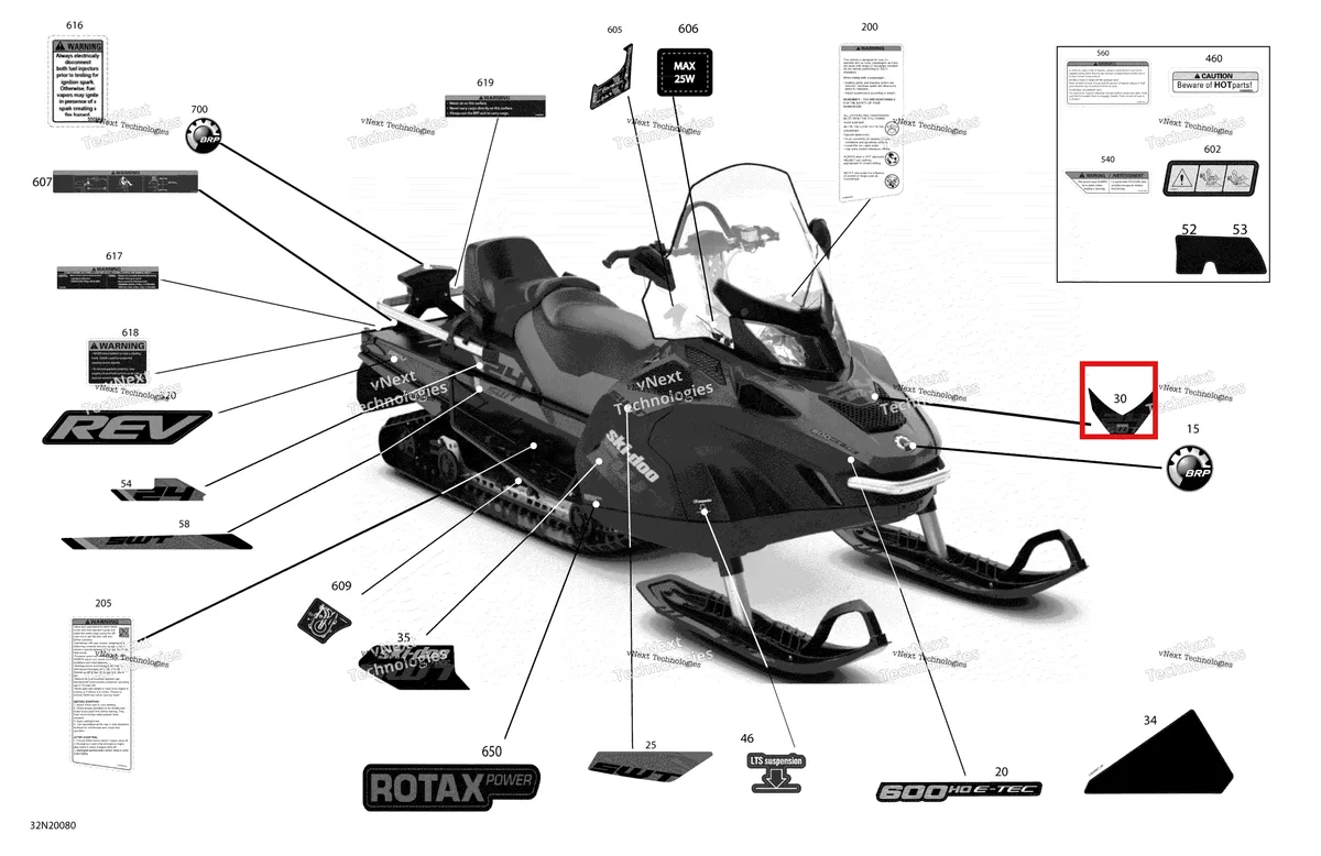 Деталь 516009116 на схеме узла 2020 Ski-Doo SKANDIC SWT 600HO E-TEC Body - Decals