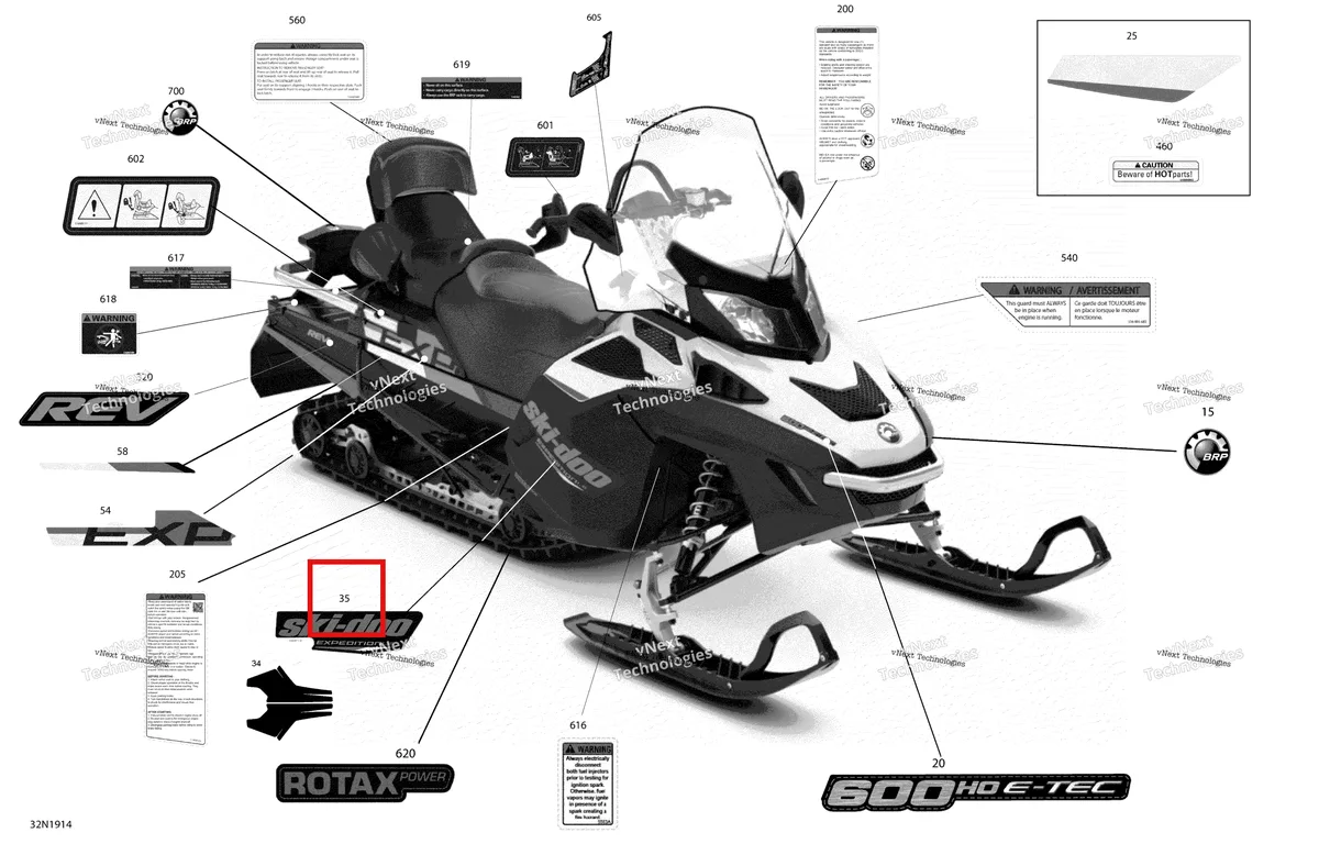 Деталь 516009117 на схеме узла 2019 Ski-Doo EXPEDITION LE-SE 600HO E-TEC Decals - Le