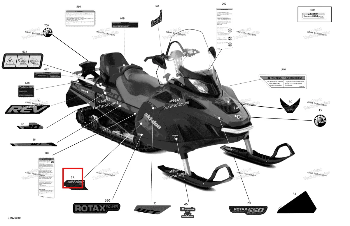 Деталь 516009119 на схеме узла 2020 Ski-Doo SKANDIC WT 550F Body - Decals