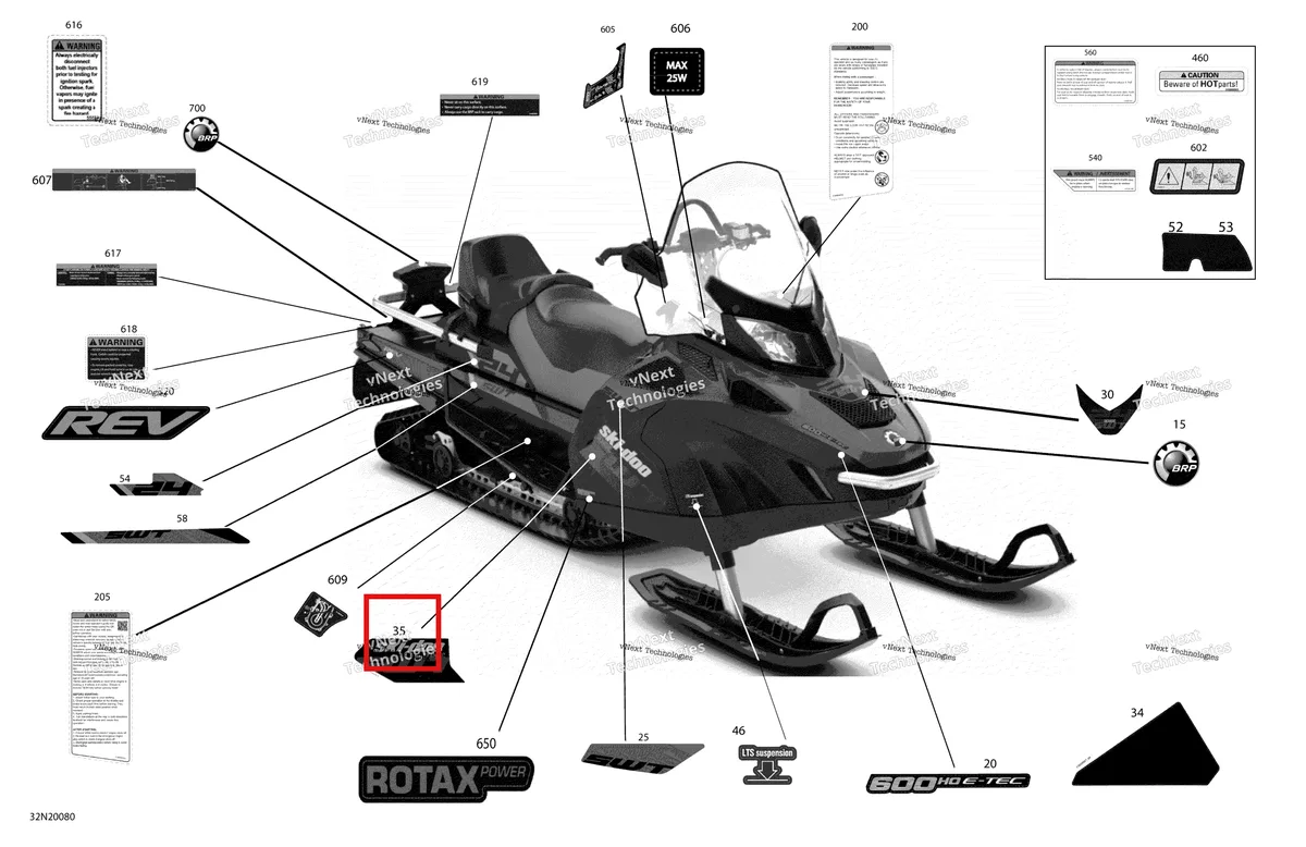 Деталь 516009120 на схеме узла 2020 Ski-Doo SKANDIC SWT 600HO E-TEC Body - Decals