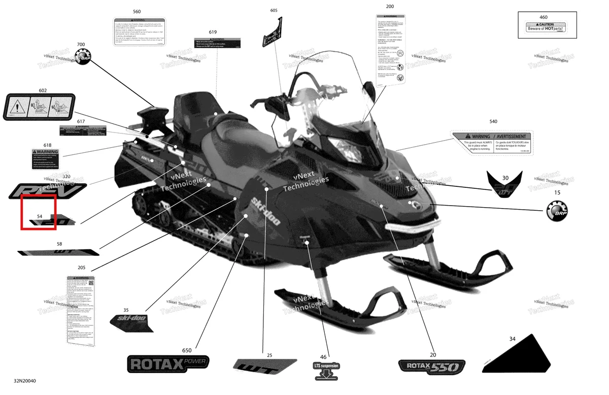 Деталь 516009123 на схеме узла 2020 Ski-Doo SKANDIC WT 550F Body - Decals
