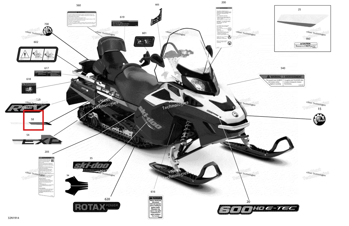 Деталь 516009124 на схеме узла 2019 Ski-Doo EXPEDITION LE-SE 600HO E-TEC Decals - Le