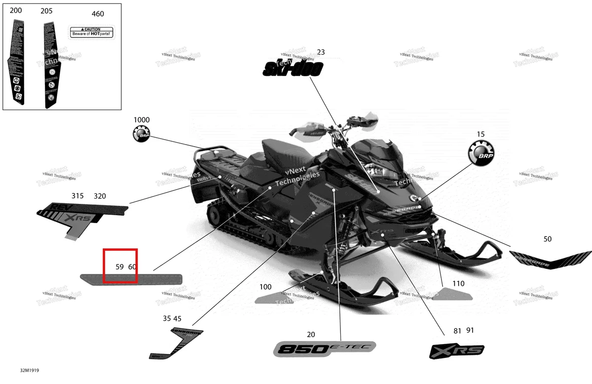 Деталь 516009128 на схеме узла 2019 Ski-Doo RENEGADE 900 ACE TURBO Decals - 900 Ace Turbo - Package Xrs
