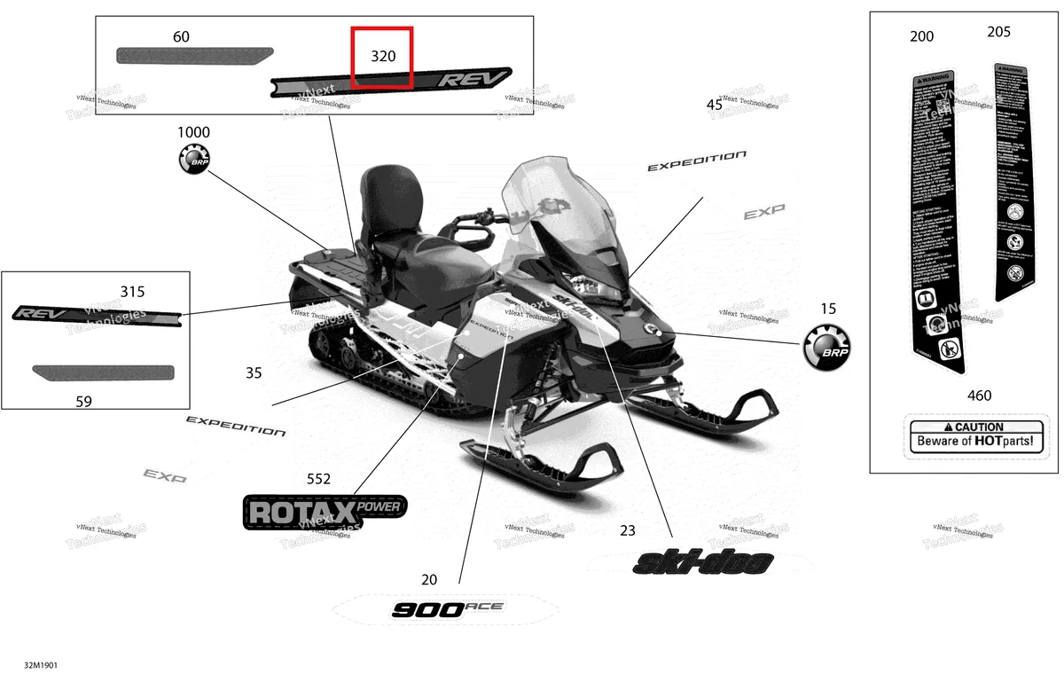 Деталь 516009141 на схеме узла 2019 Ski-Doo EXPEDITION SPORT 900 ACE Decals - Sport