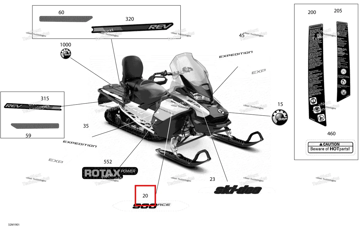 Деталь 516009151 на схеме узла 2019 Ski-Doo EXPEDITION SPORT 900 ACE Decals - Sport