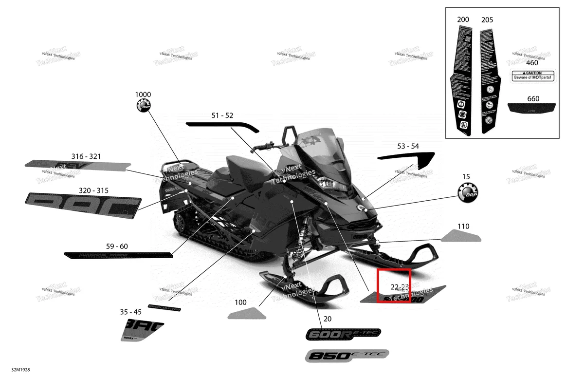 Деталь 516009166 на схеме узла 2019 Ski-Doo BACKCOUNTRY 600R E-TEC Decals - Std