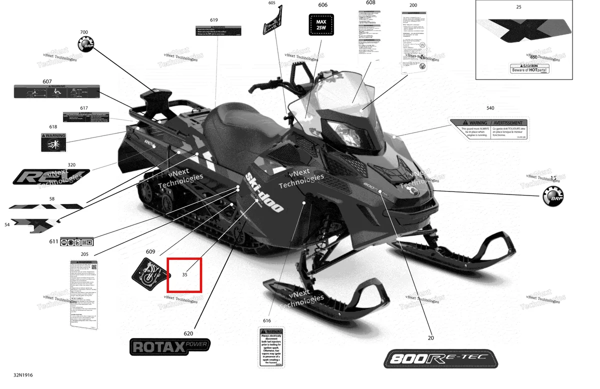 Деталь 516009191 на схеме узла 2019 Ski-Doo EXPEDITION XTREME 800R E-TEC Decals - Xtreme