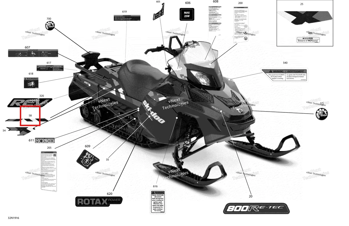 Деталь 516009193 на схеме узла 2019 Ski-Doo EXPEDITION XTREME 800R E-TEC Decals - Xtreme